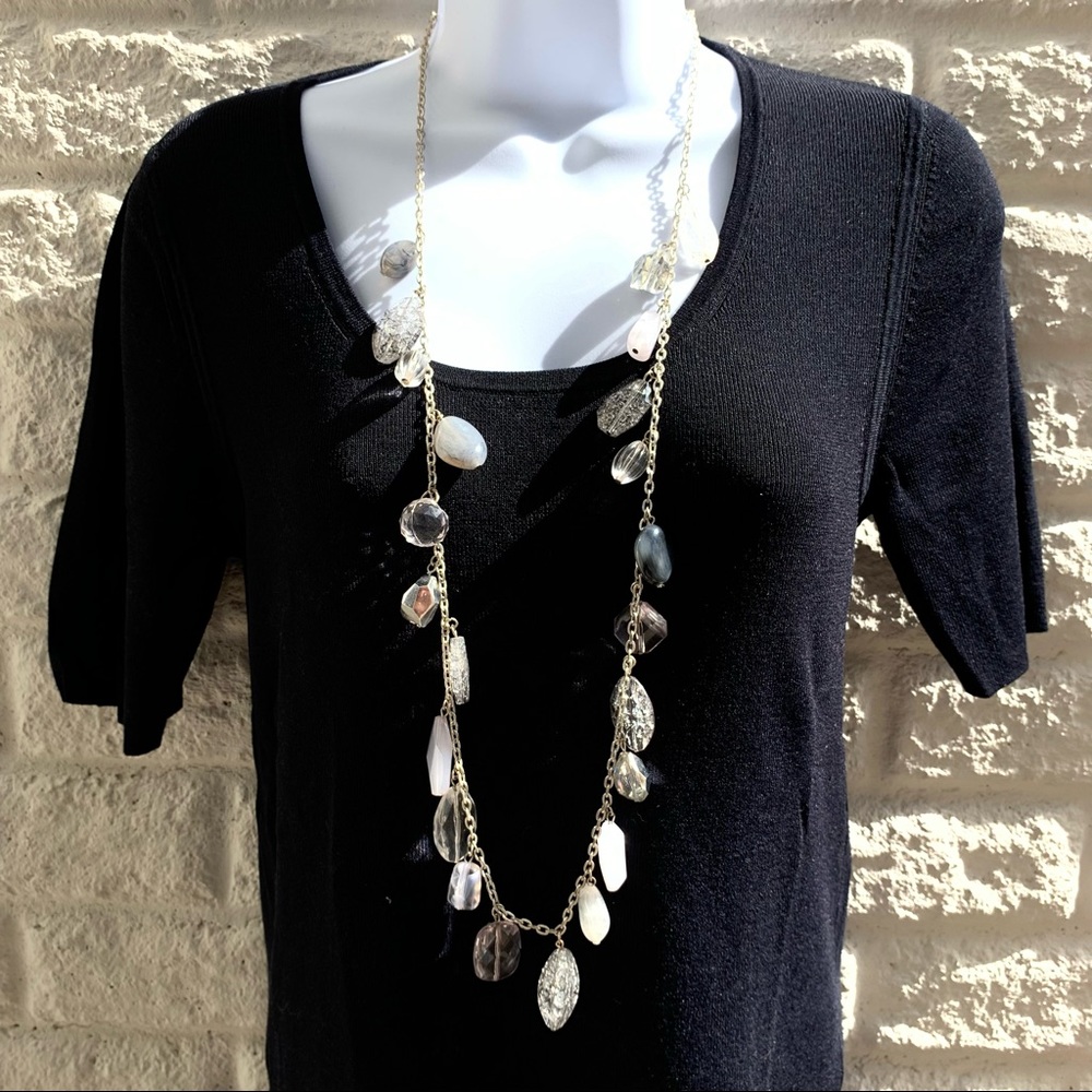 40” Silver Chunky Beaded Necklace